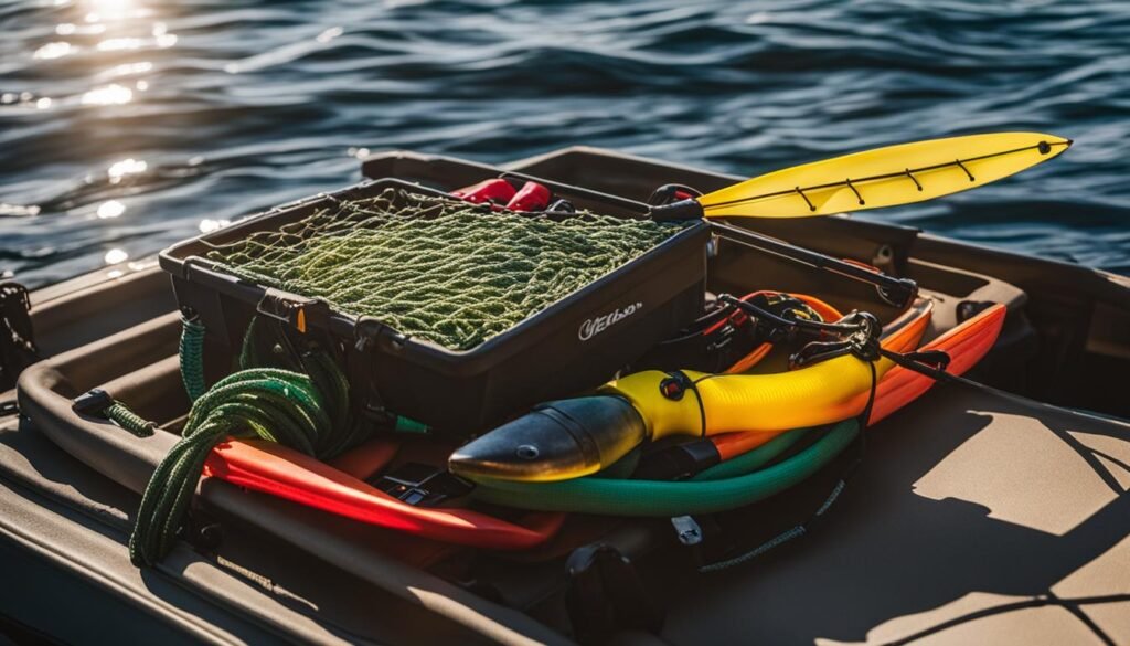 bungee cords securing tackle box